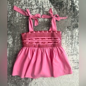 Pink Smocked Peplum Top - Small - NWOT